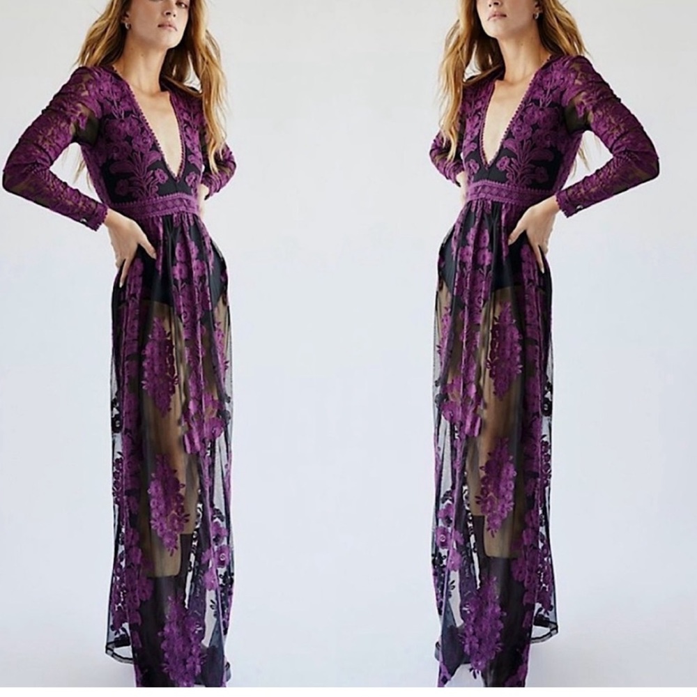 For Love & Lemons Temecula Maxi Dress XS Black RARE